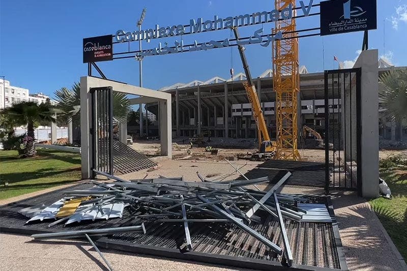 Evolution des travaux de modification de la façade avant du Complexe Mohammed V à Casablanca