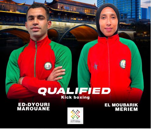 Le Maroc toujours au top au Kickboxing: Meriem El Moubarik et Marouane Ed-Dyouri décrochent les deux cartes de qualification pour les Jeux Mondiaux de Chengdu 2025