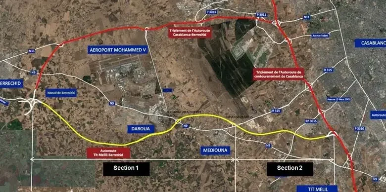 La route entre Tit Melil et Berrechid. Les œuvres entrent dans ses étapes finales 1 La route entre Tit Melil et Berrechid. Les œuvres entrent dans ses étapes finales