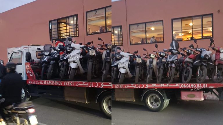 Campagne de sécurité contre les motos garées illégalement dans les rues de Marrakech