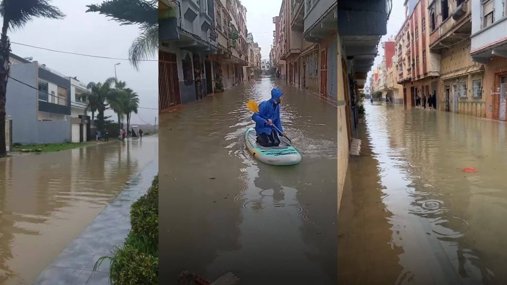 De fortes pluies inondent les rues de la ville de Ksar El Kebir