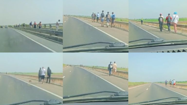 À pied vers les villes du nord : des dizaines d'adolescents et de jeunes envahissent l'autoroute entre Kénitra et Tanger