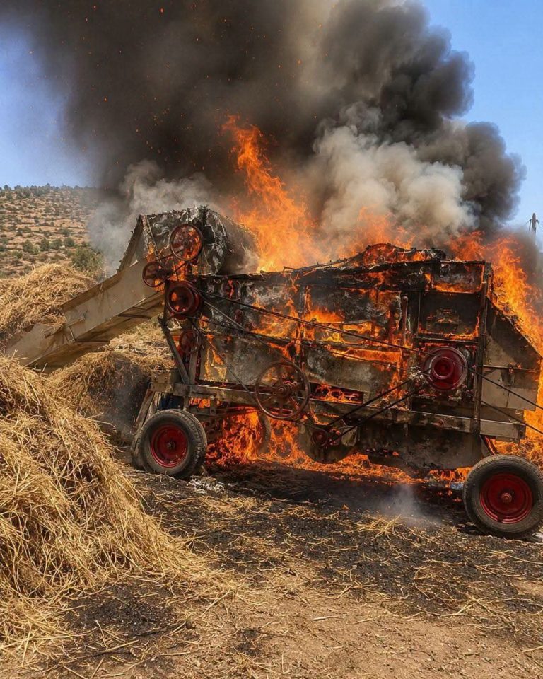 Al Hoceïma.. Un incendie ravage une batteuse et une récolte agricole dans le douar Taghalin à Isnadene